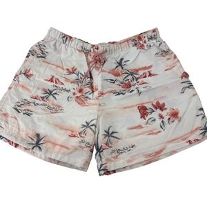 LCKR Men's Tropical Floral Swim Trunks Size L Elastic Waist‎ Drawstring Pockets